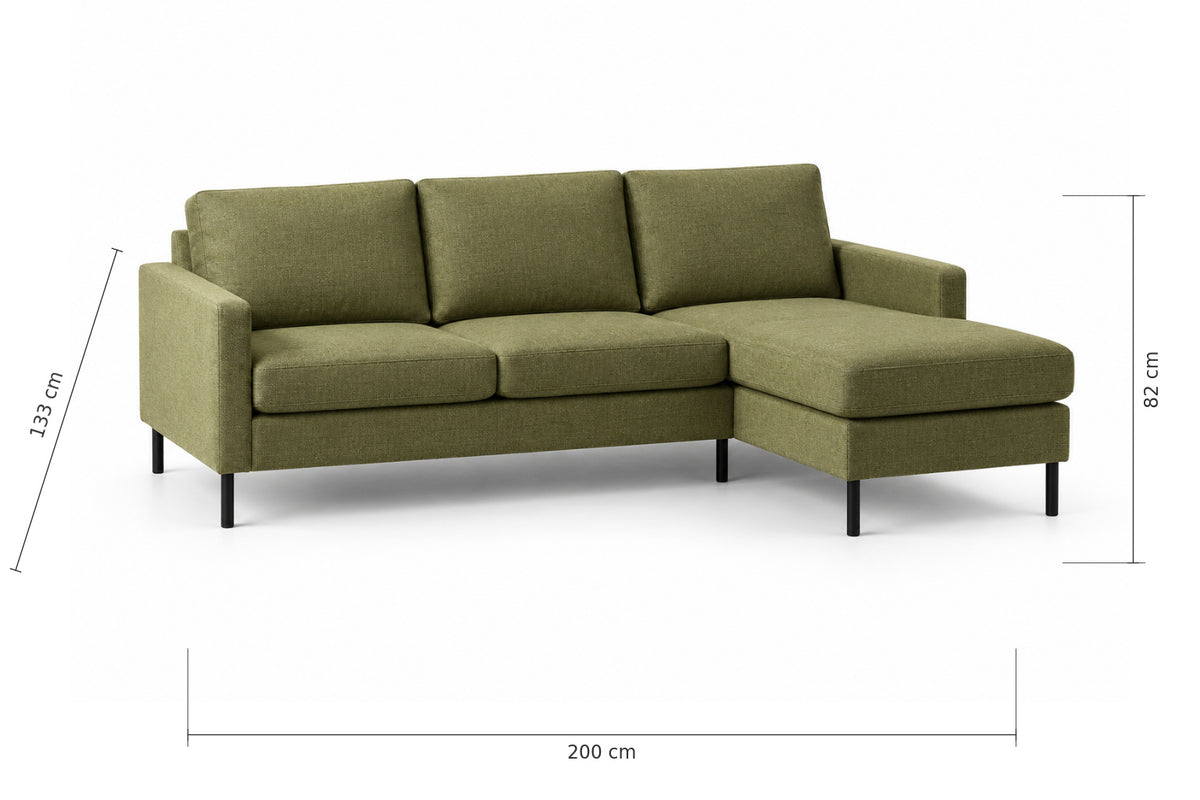 Hoekbank Blair - groen, chaise longue L/R (internet retour)
