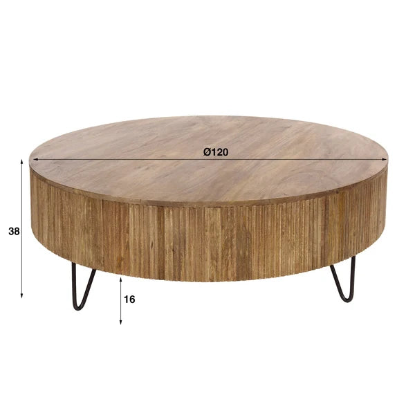 Salontafel Eloro - Rond - Mangohout - 120 cm (Internet Retour)