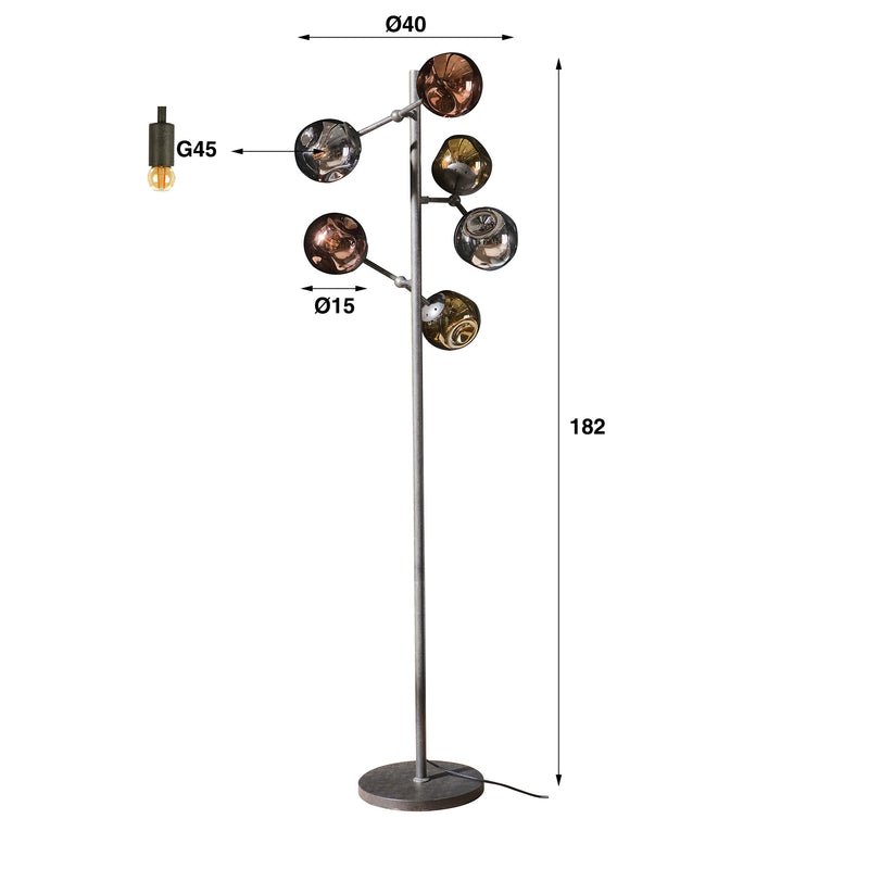 Vloerlamp Daci - Mix Glass - 6-lichts (Internet Retour)