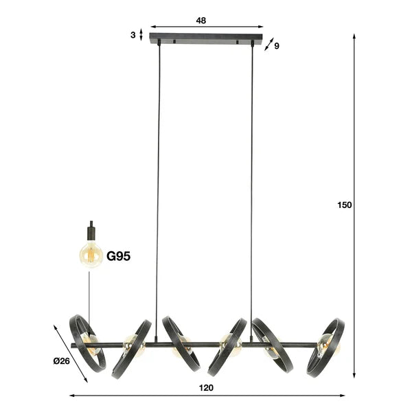 Hanglamp Hover - 6-lichts (Internet Retour)