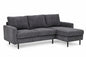 Hoekbank Lincoln - antraciet rib, chaise longue L/R (internet retour)