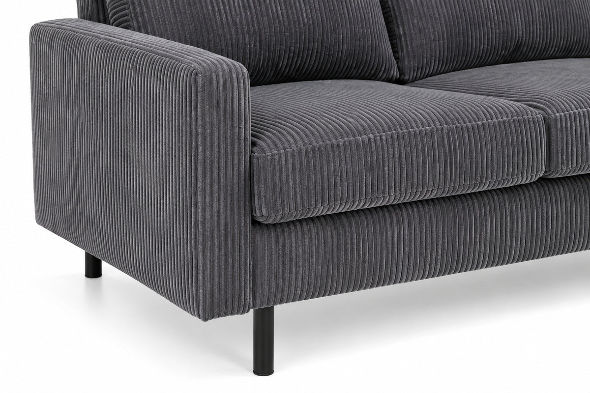 Hoekbank Lincoln - antraciet rib, chaise longue L/R (internet retour)