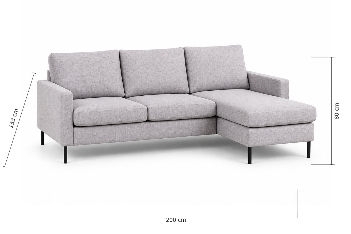Hoekbank Valente - grijs, chaise longue L/R (internet retour)