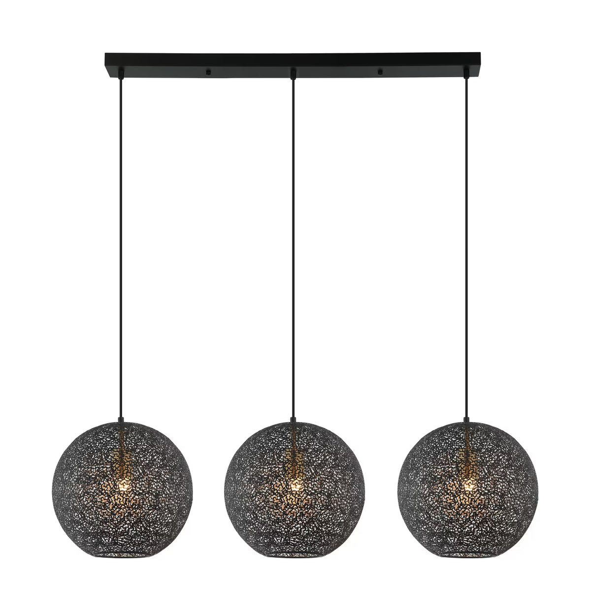 Hanglamp 3-lamps Metaal, kleur Zwart (internet retour)