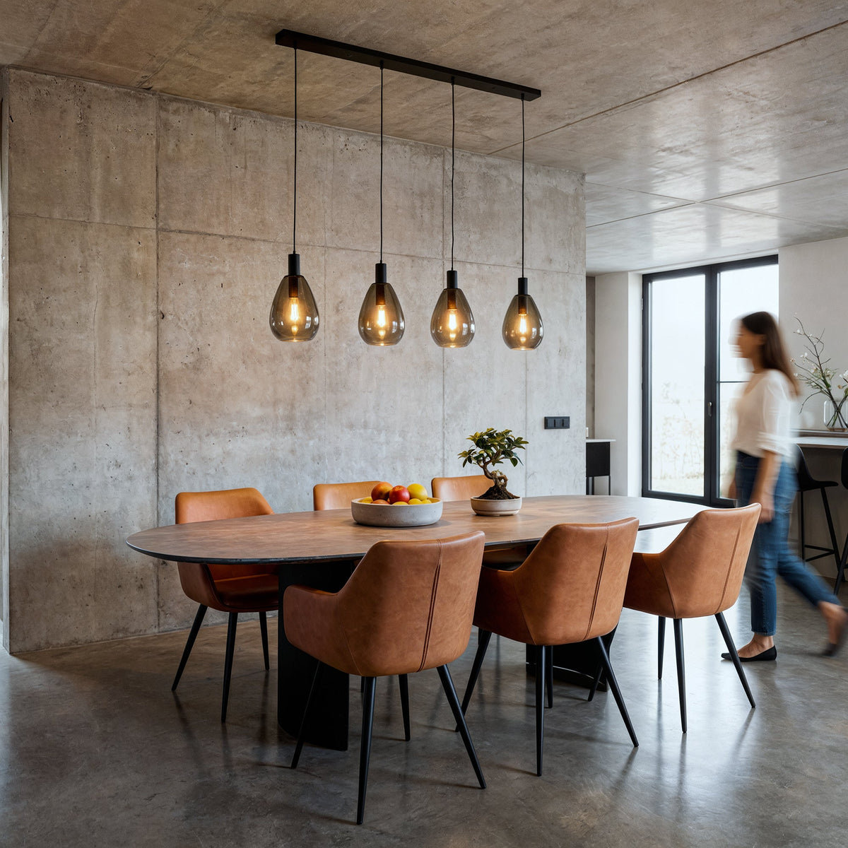 Hanglamp Alba - 4-lichts - Smoke - Glas
