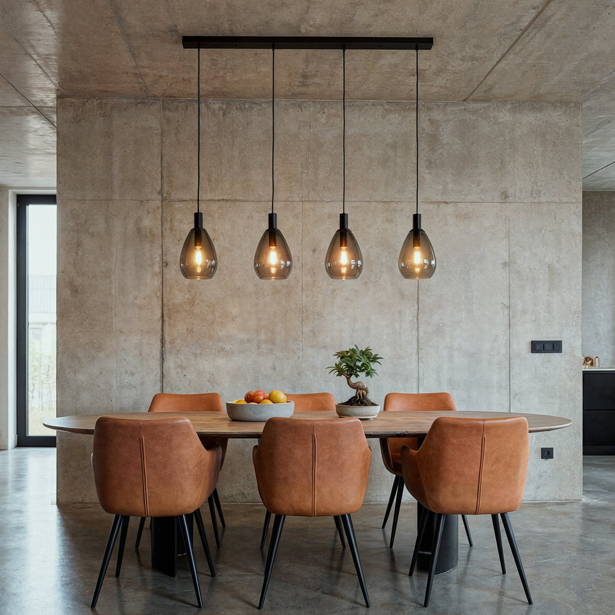 Hanglamp Alba - 4-lichts - Smoke - Glas