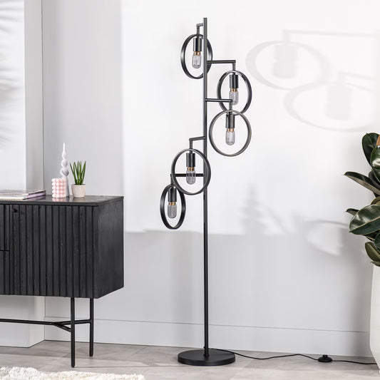 Vloerlamp 5-lamps, kleur Zwart (internet retour)