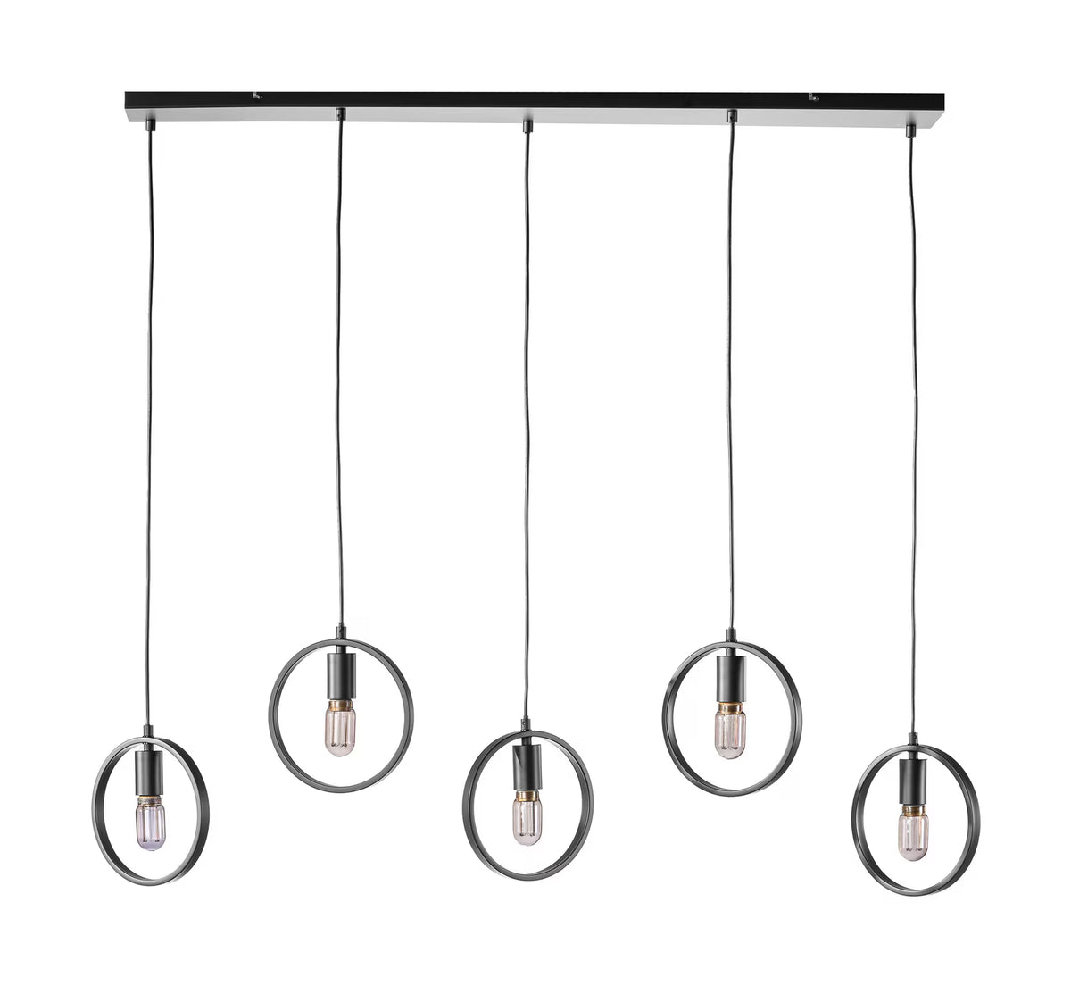 Hanglamp 5-lamps, kleur Zwart (internet retour)