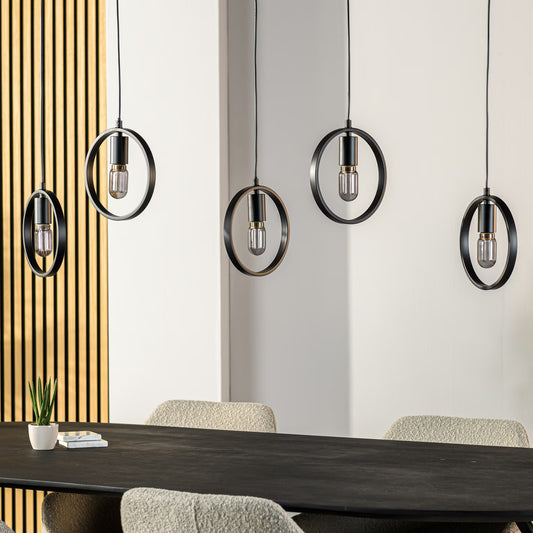 Hanglamp 5-lamps, kleur Zwart (internet retour)