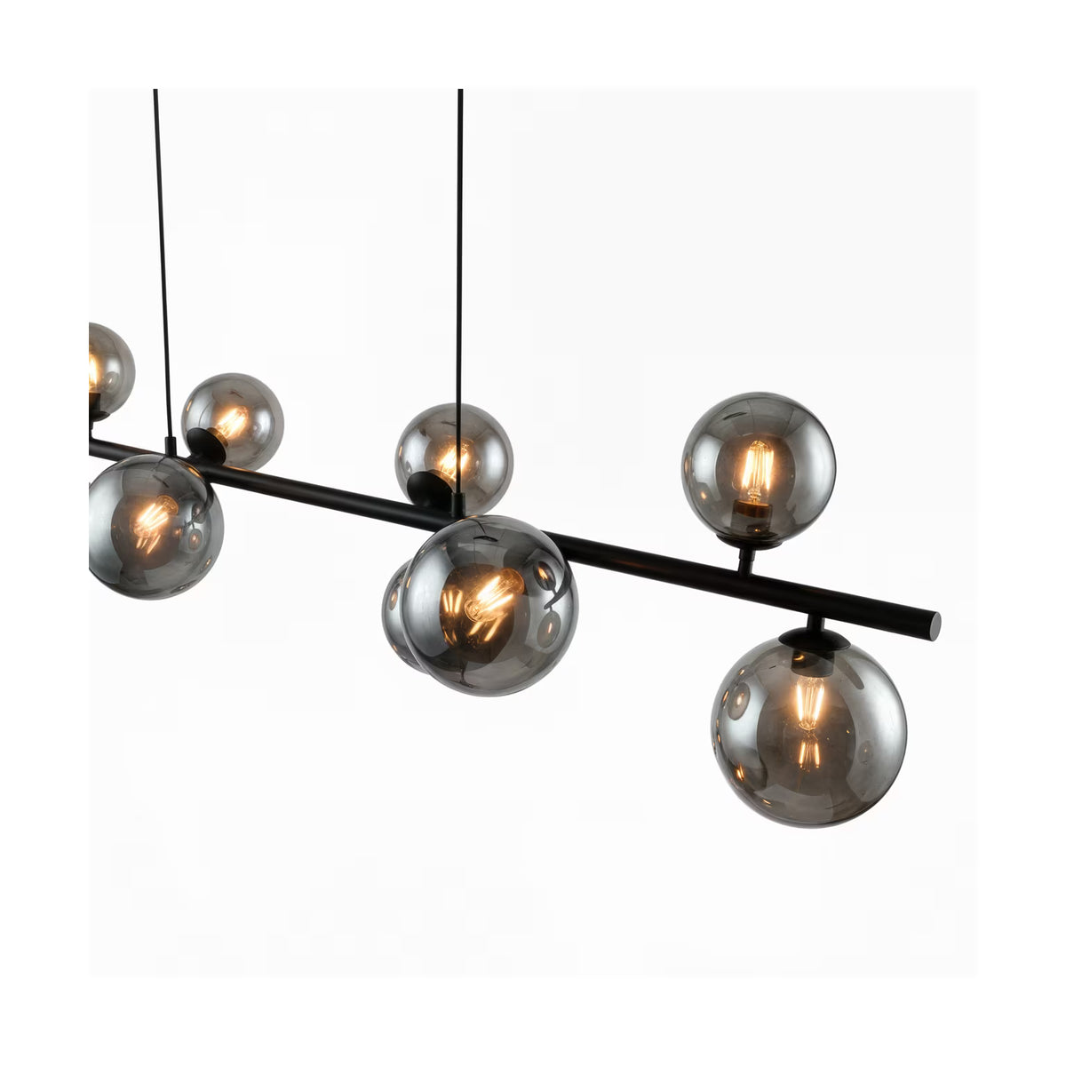 Hanglamp 9-lichts, Glas, kleur Smoke (internet retour)