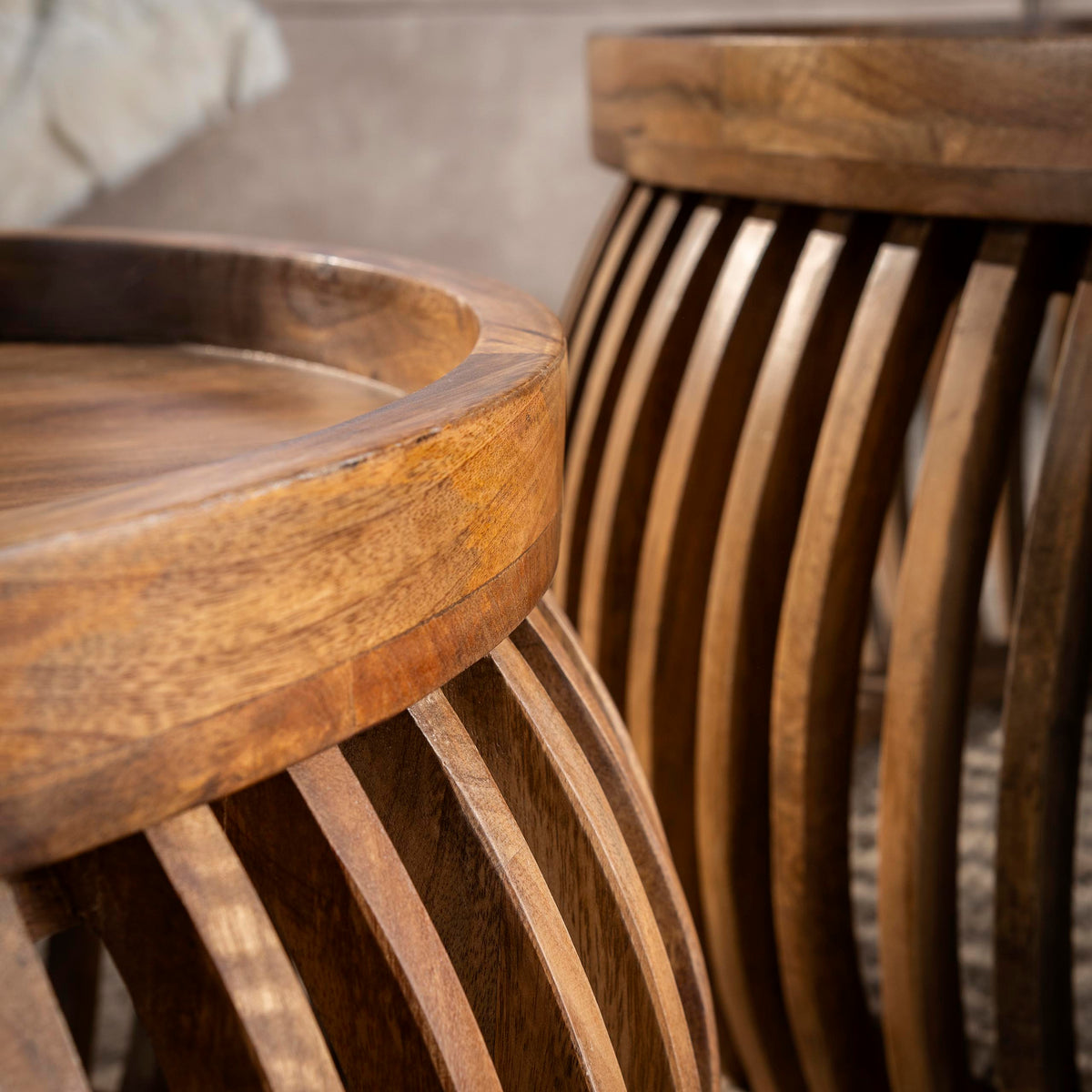 Salontafel Arcadia - Rond - Mangohout - Set van 2