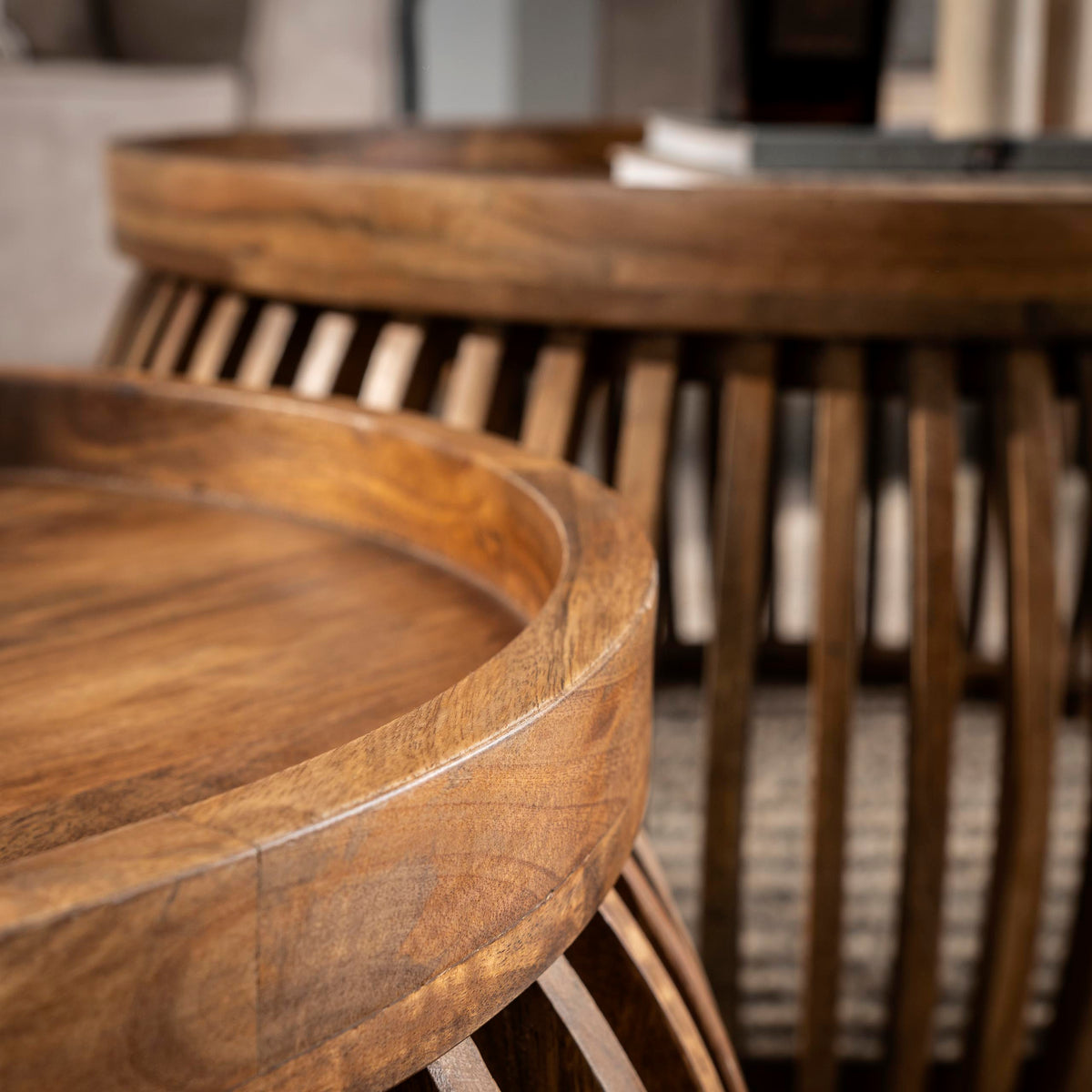 Salontafel Arcadia - Rond - Mangohout - Set van 2