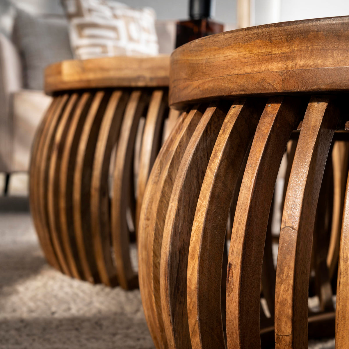 Salontafel Arcadia - Rond - Mangohout - Set van 2