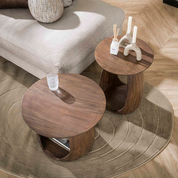 Bijzettafel Ovina - Rond - Acaciahout - Glaze Brown (Internet retour)