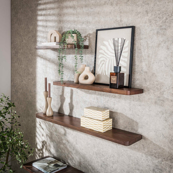 Wandplank Lume - Donkerbruin - Acaciahout - 90 cm (internet retour)
