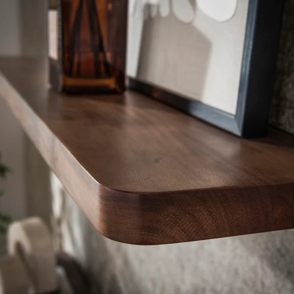 Wandplank Lume - Donkerbruin - Acaciahout - 90 cm (internet retour)
