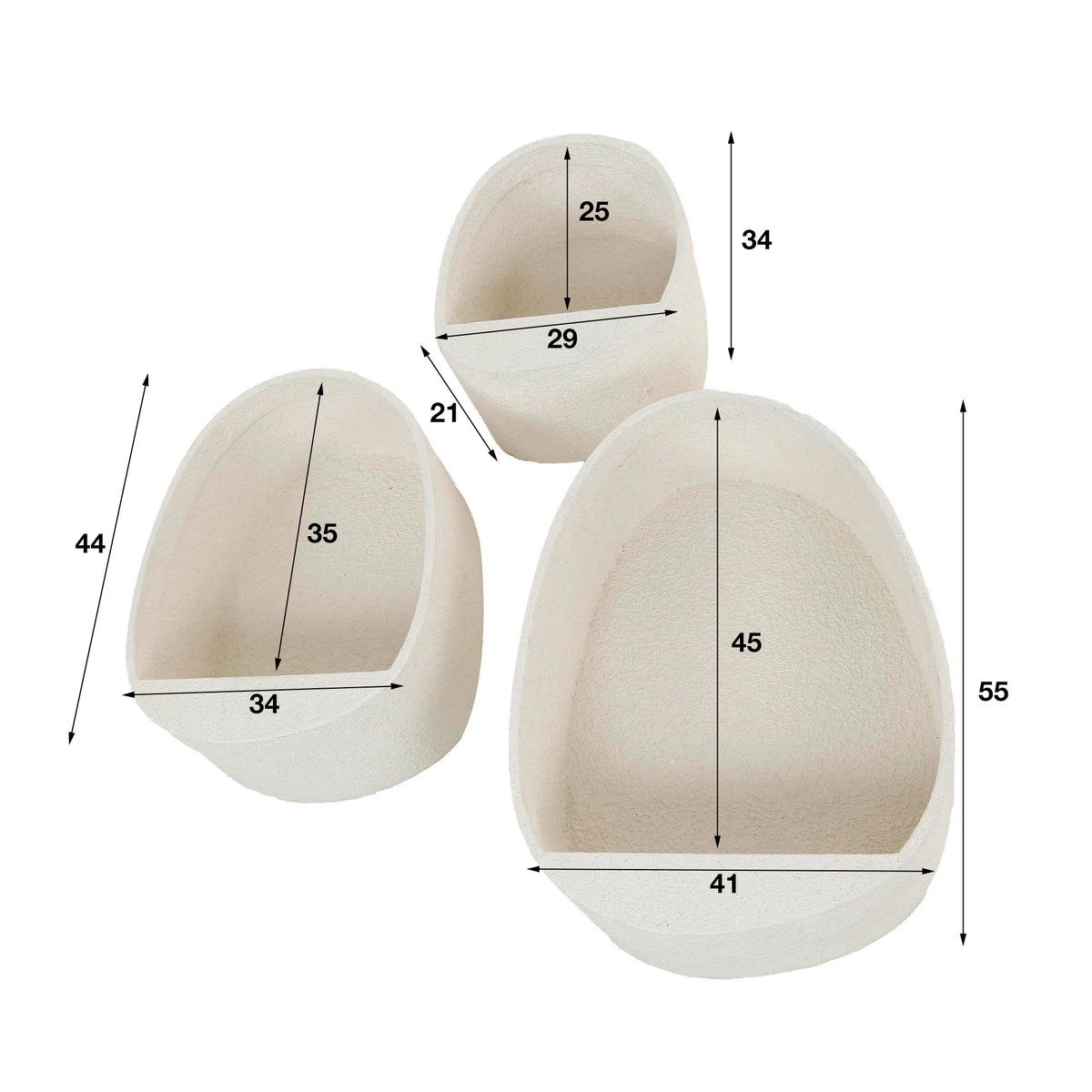 Wandschap Stone Druppel - Set van 3 (Internet Retour)