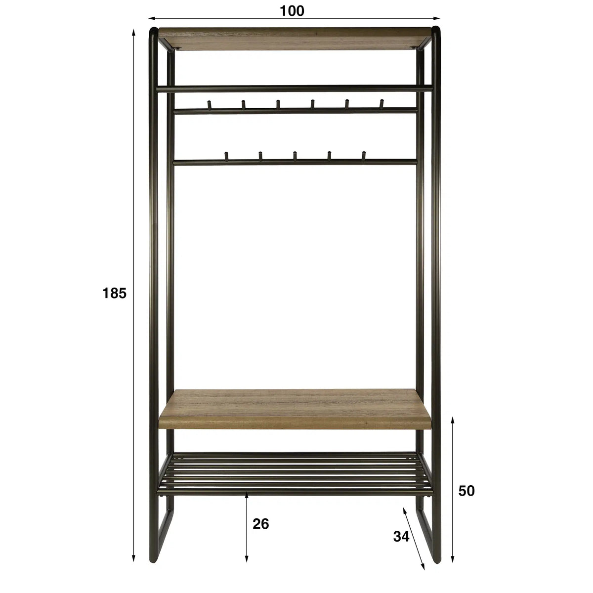 Garderobemeubel Selvo - Brons - Gepoedercoat Staal - 100 cm