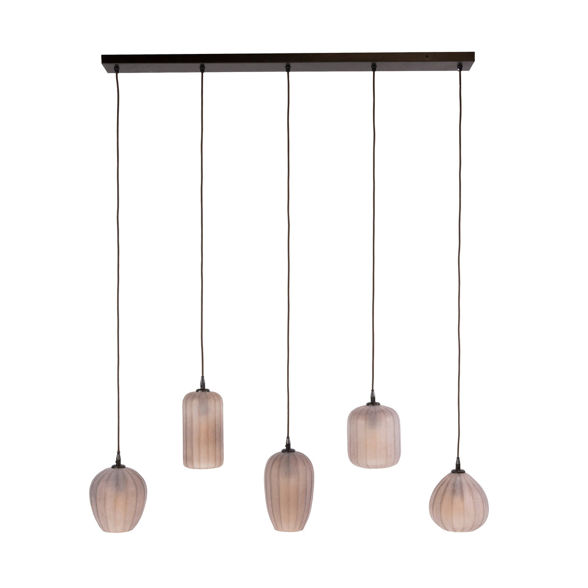 Hanglamp Elyra - 5-lichts - Frosted Bruin - Matglas
