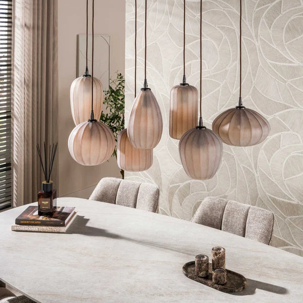Hanglamp Elyra - 7-lichts - Frosted Bruin - Matglas (Internet Retour)