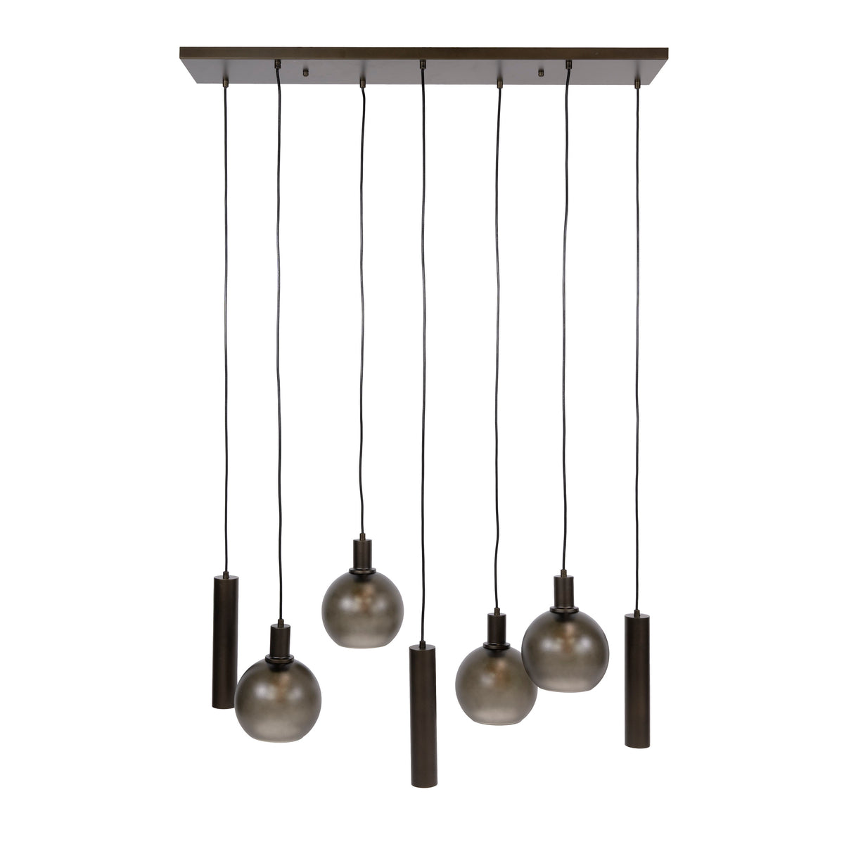 Hanglamp Luneo - 7-lichts - Brons - Matglas (Internet retour)