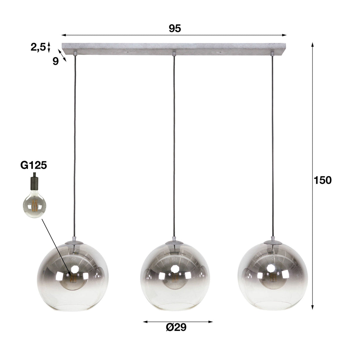 Hanglamp Hudson - 3 lichts (Internet retour) Retour24