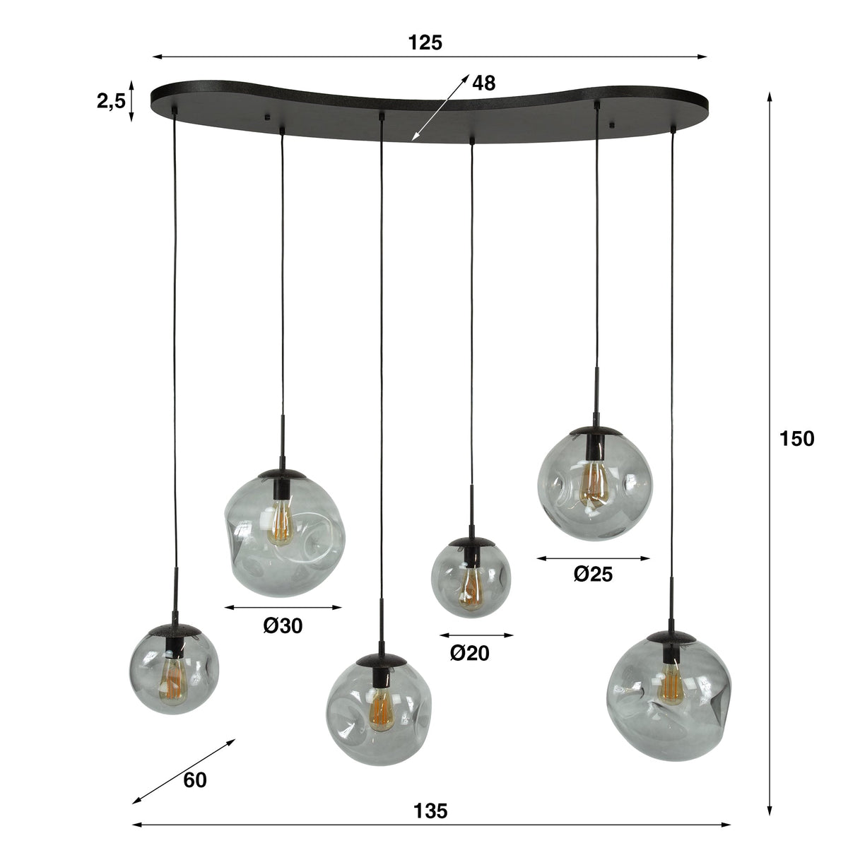 Hanglamp Bellum - 6-lichts(Internet retour) Retour24