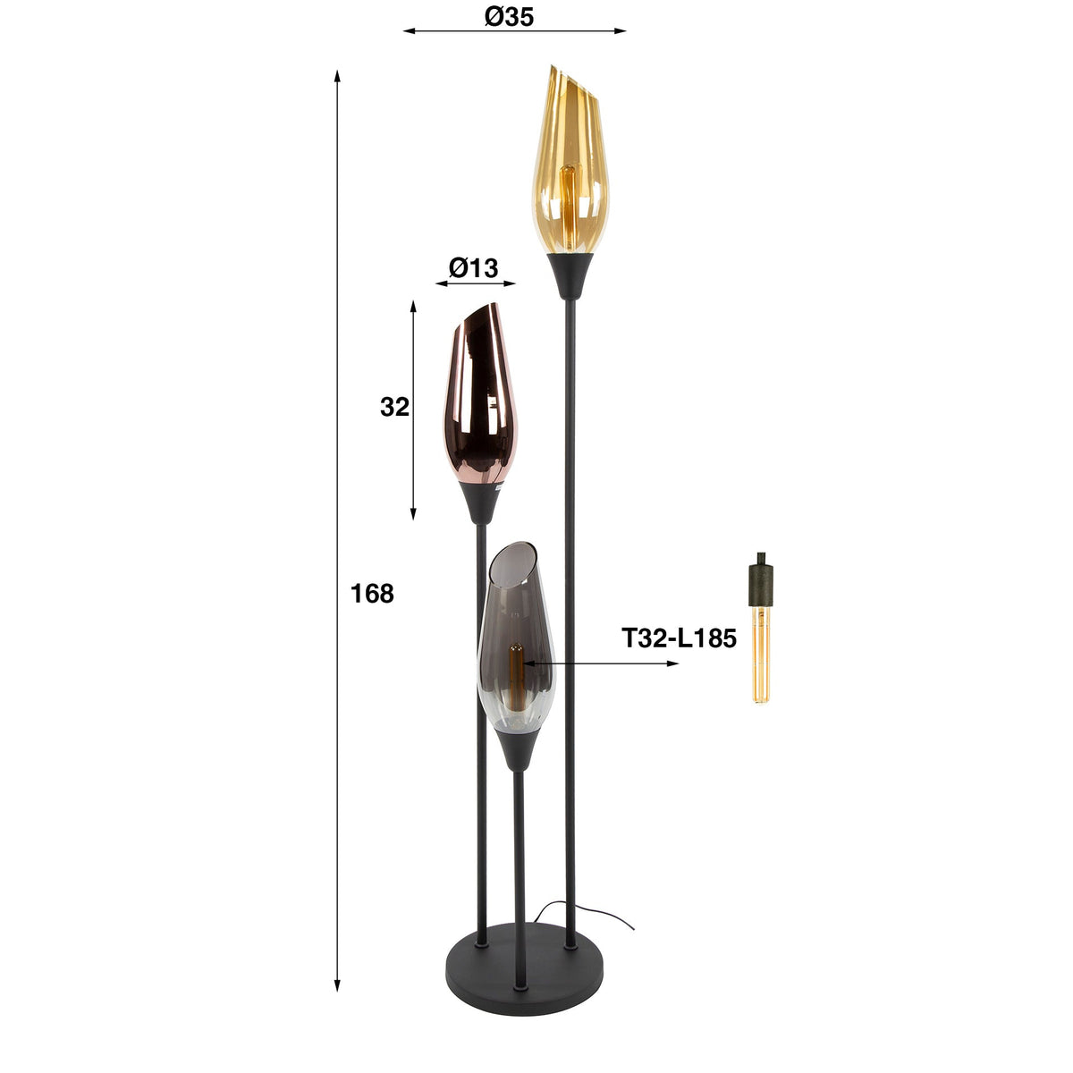 Vloerlamp Alune 168cm (Internet retour) Retour24