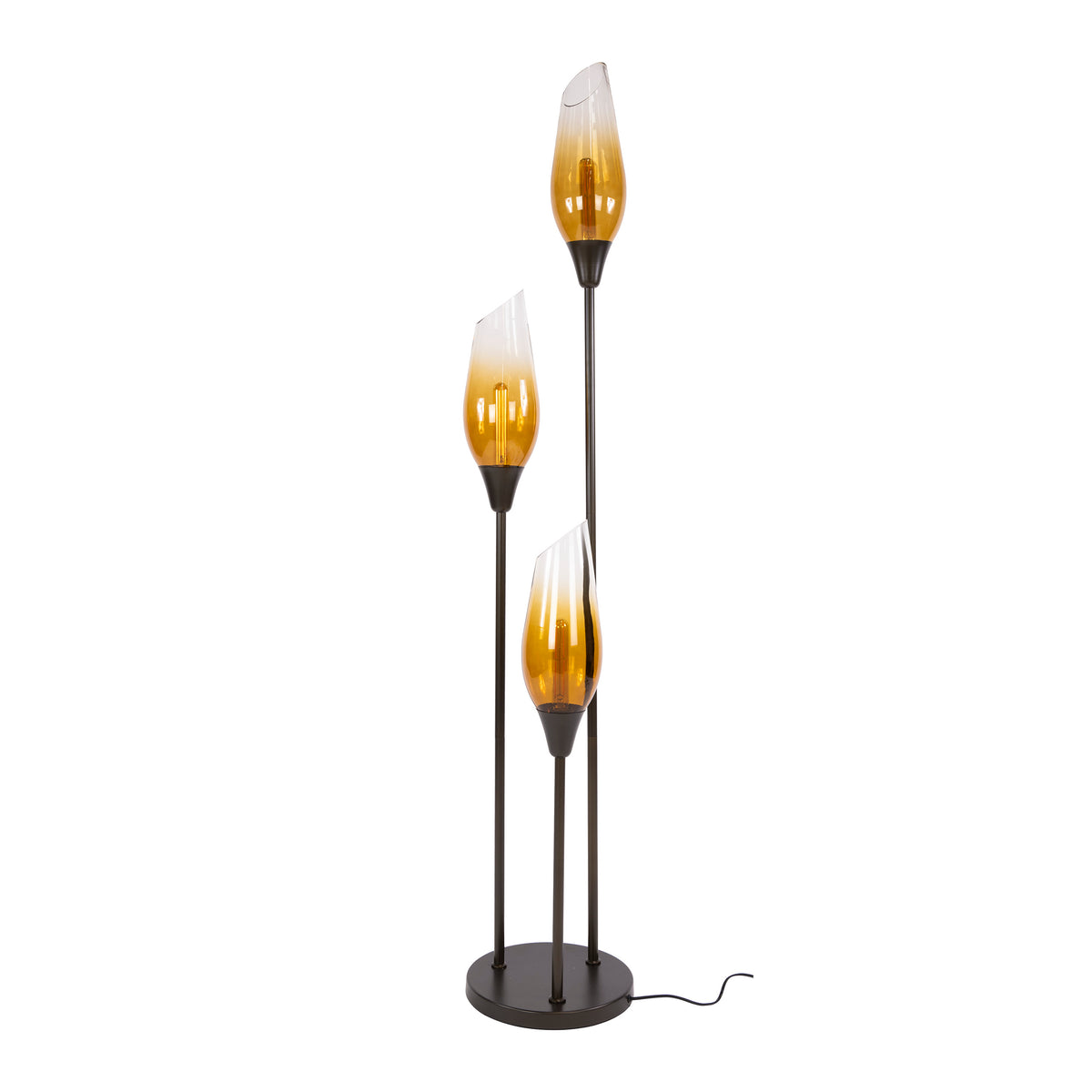 Vloerlamp Alune - 3-lichts - Amber glas - 168 cm (Internet Retour)