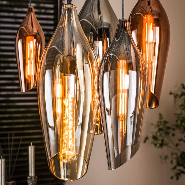 Hanglamp Alune - 7-lichts - Amber Mix - Glas (Internet retour)