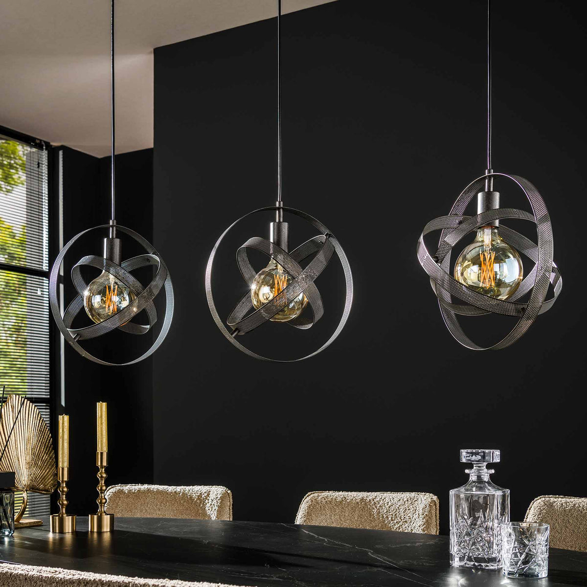 Hanglamp Iver - 3-lichts - Zwart (Internet retour)