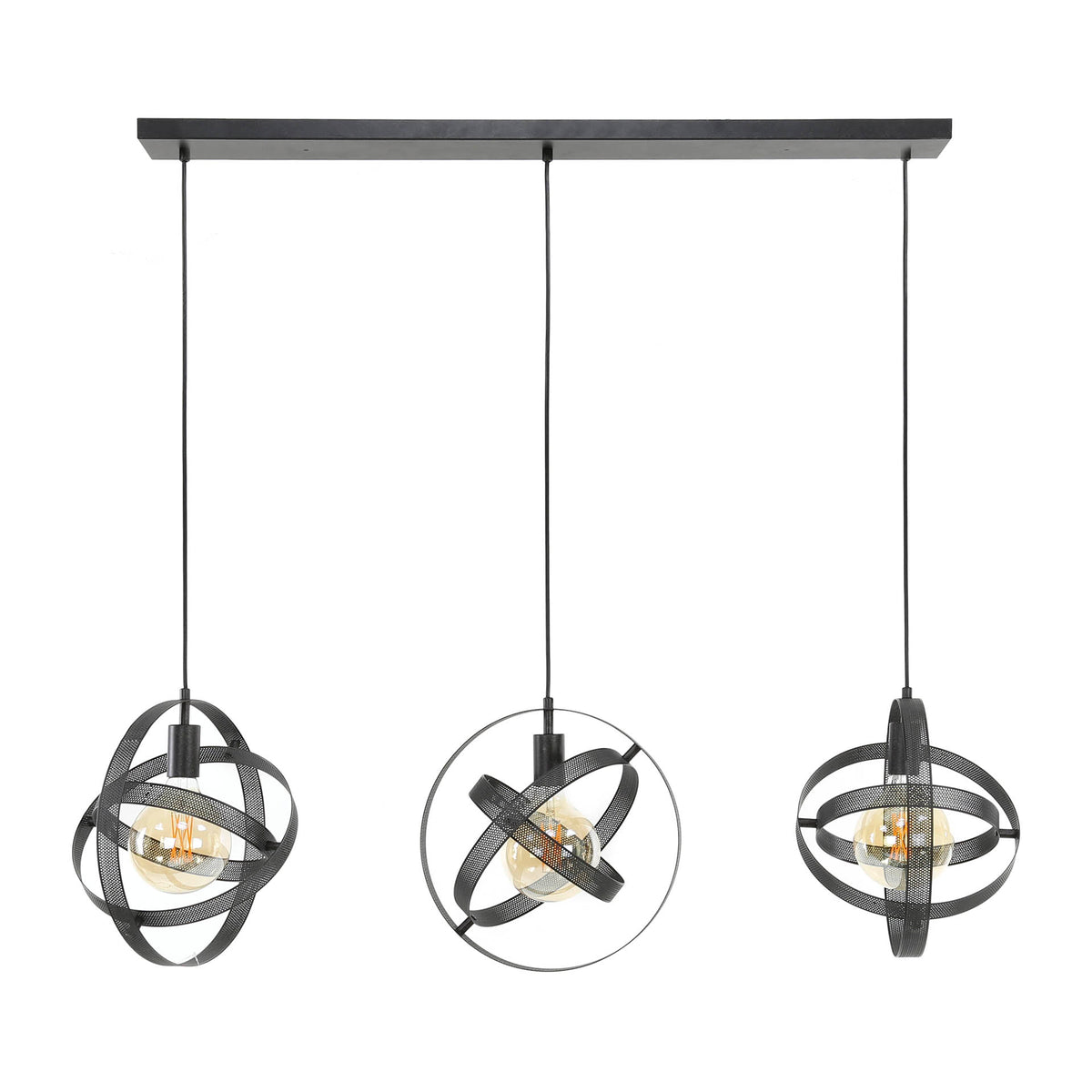 Hanglamp Iver - 3-lichts - Zwart (Internet retour)