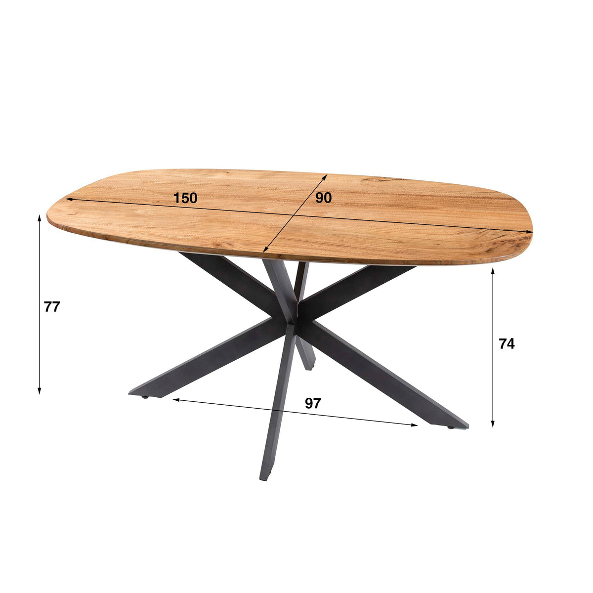 Eettafel Melody - Deens Ovaal - Acaciahout - 150 cm