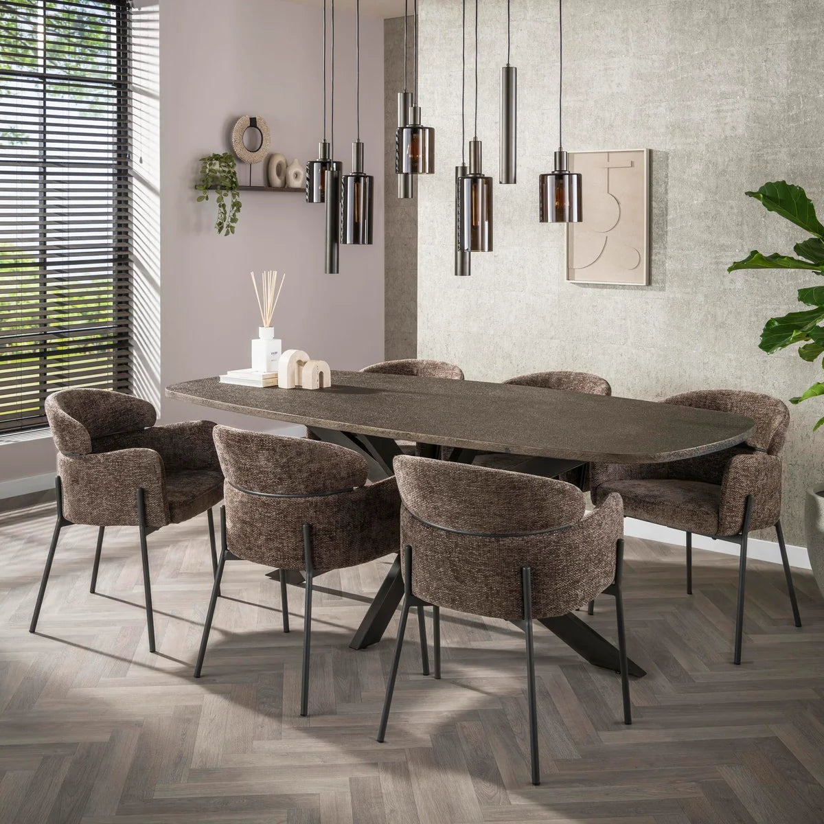 Eettafel Montier - Deens Ovaal - Liquid Metal - 215 cm (internet retour)