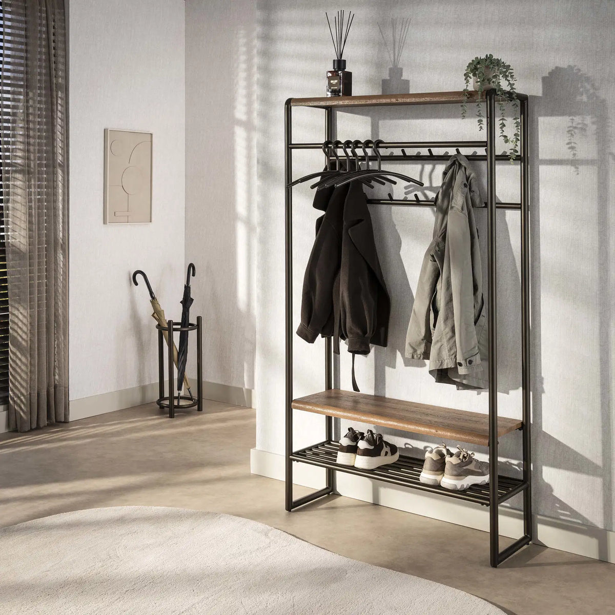 Garderobemeubel Selvo - Brons - Gepoedercoat Staal - 100 cm