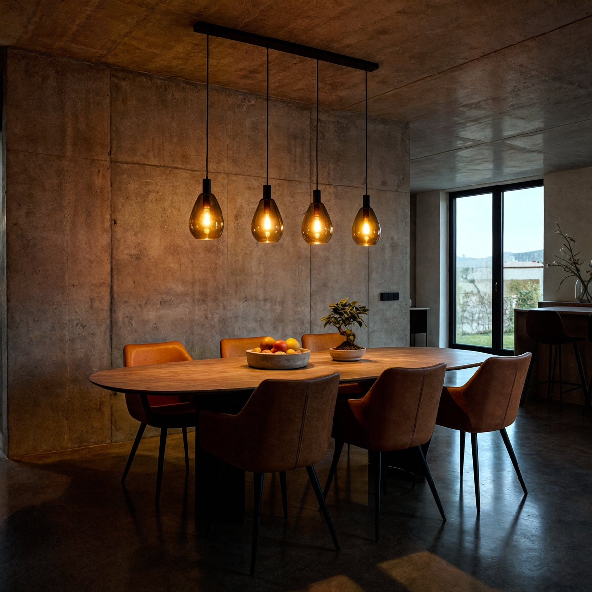 Hanglamp Alba - 4-lichts - Smoke - Glas