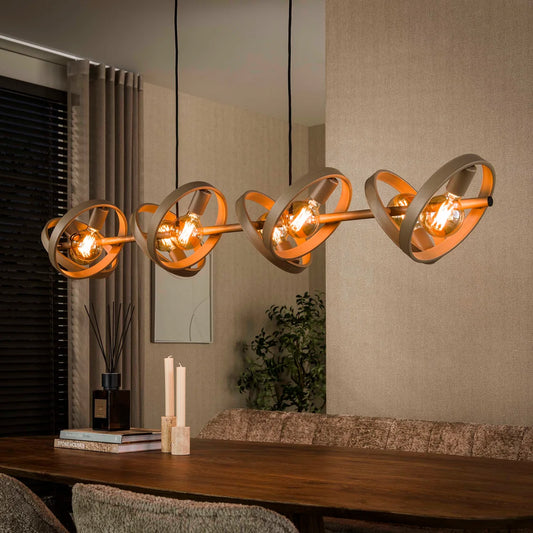 Hanglamp Amara - 8-lichts - Beige - Metaal (Internet retour)