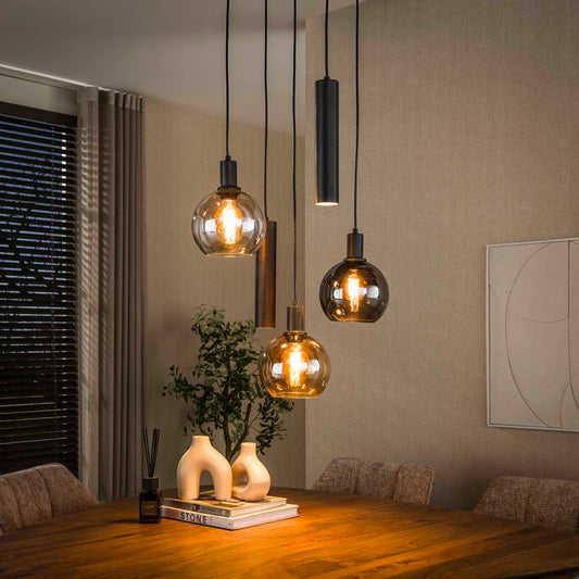 Hanglamp Luneo - 5-lichts - Amber Mix (Internet retour)