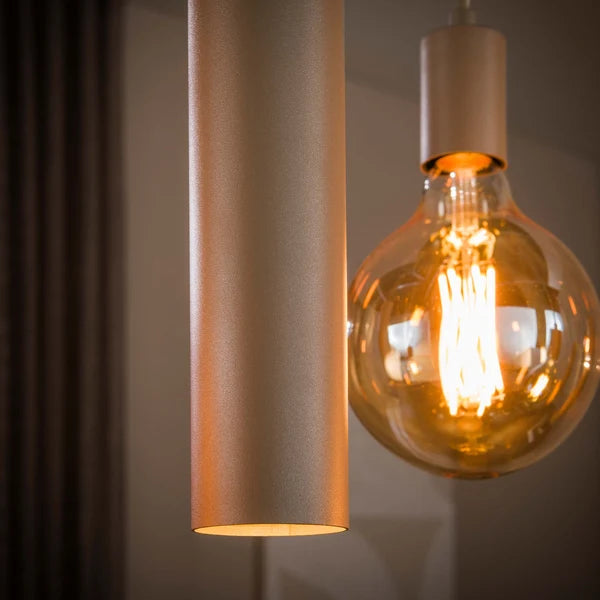 Hanglamp Soley - 7-lichts - Beige - Amberglas - Met spots (Internet retour)