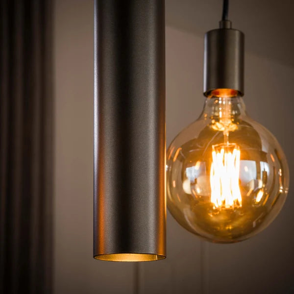 Hanglamp Soley - 9-lichts - Brons - Amberglas - Met Spots (internet retour)