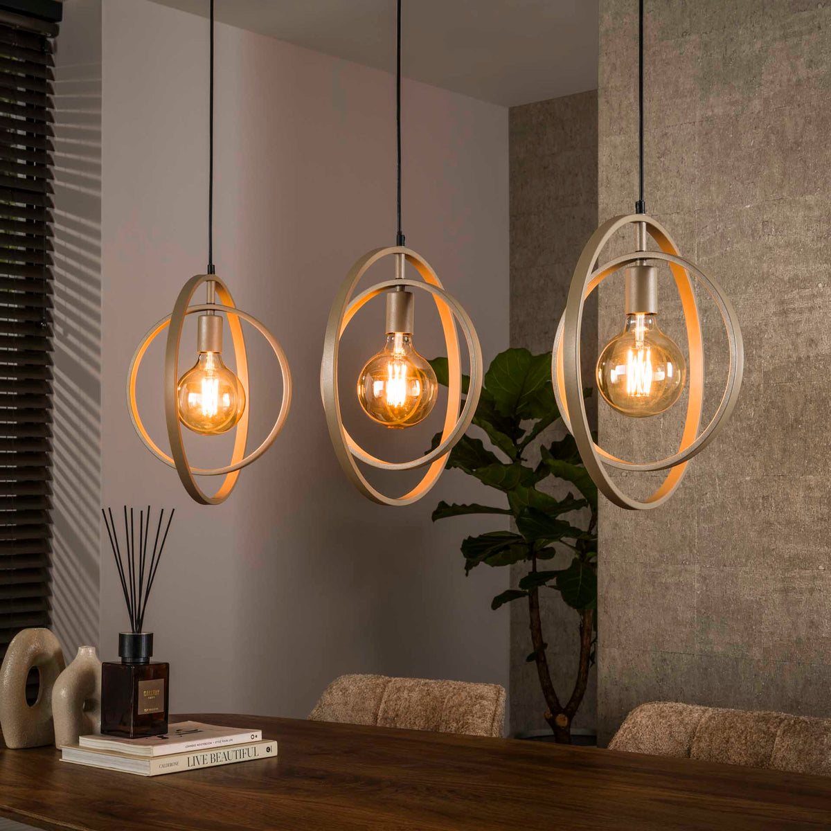 Hanglamp Sterre - 3-lichts - Beige (Internet retour)