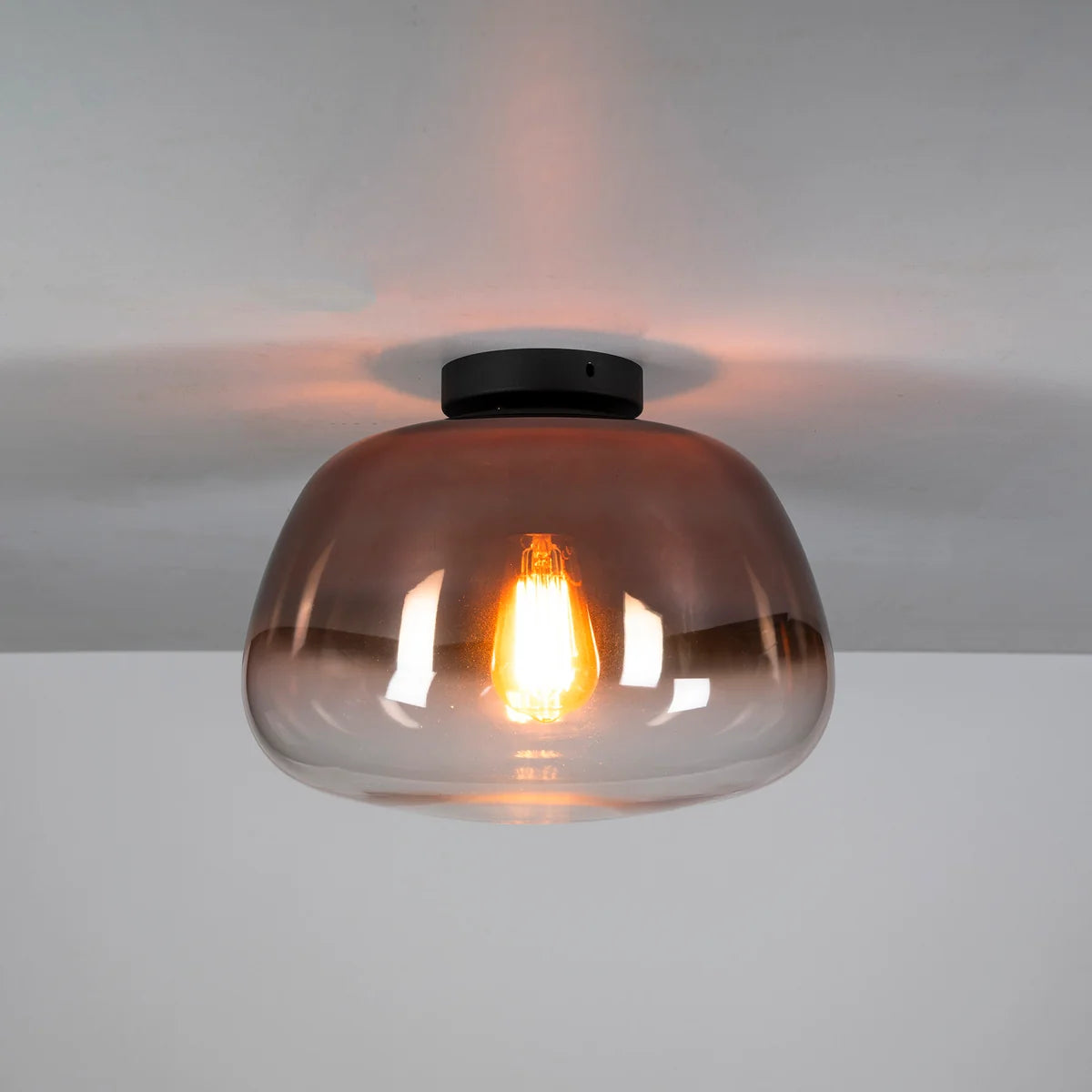 Plafondlamp Luvra - 1-lichts - Koperkleur - Glas (internet retour)
