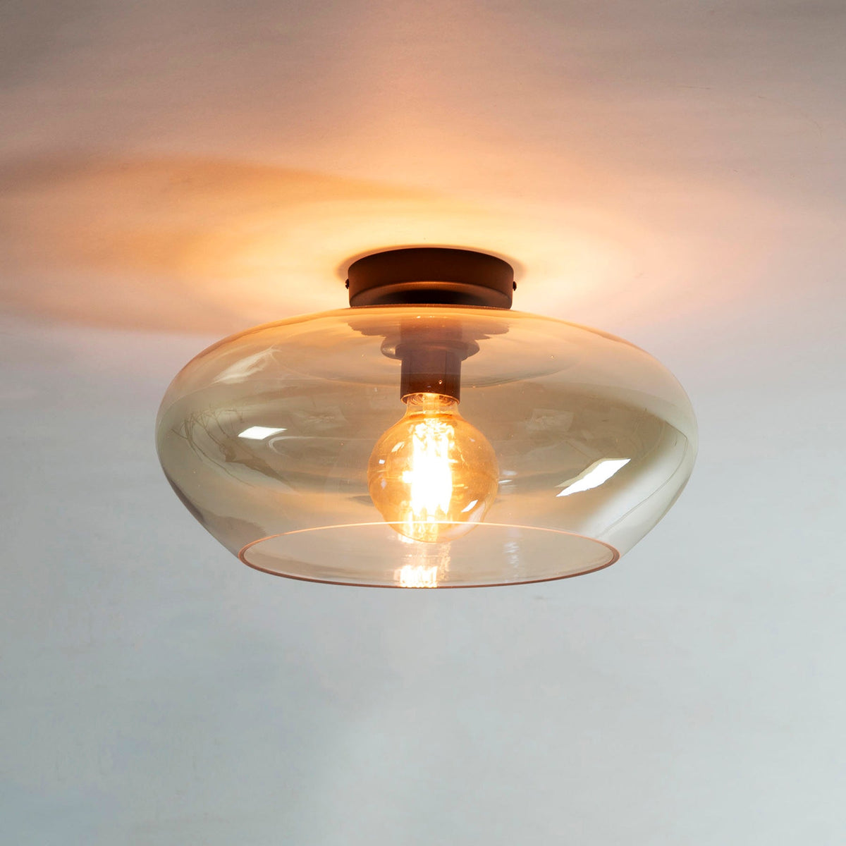 Plafondlamp Solaris - 1-lichts - Amberkleurig - Glas