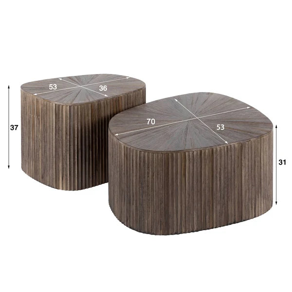 Salontafel Lunari - Organisch Teakhout - Set van 2 (Internet retour)