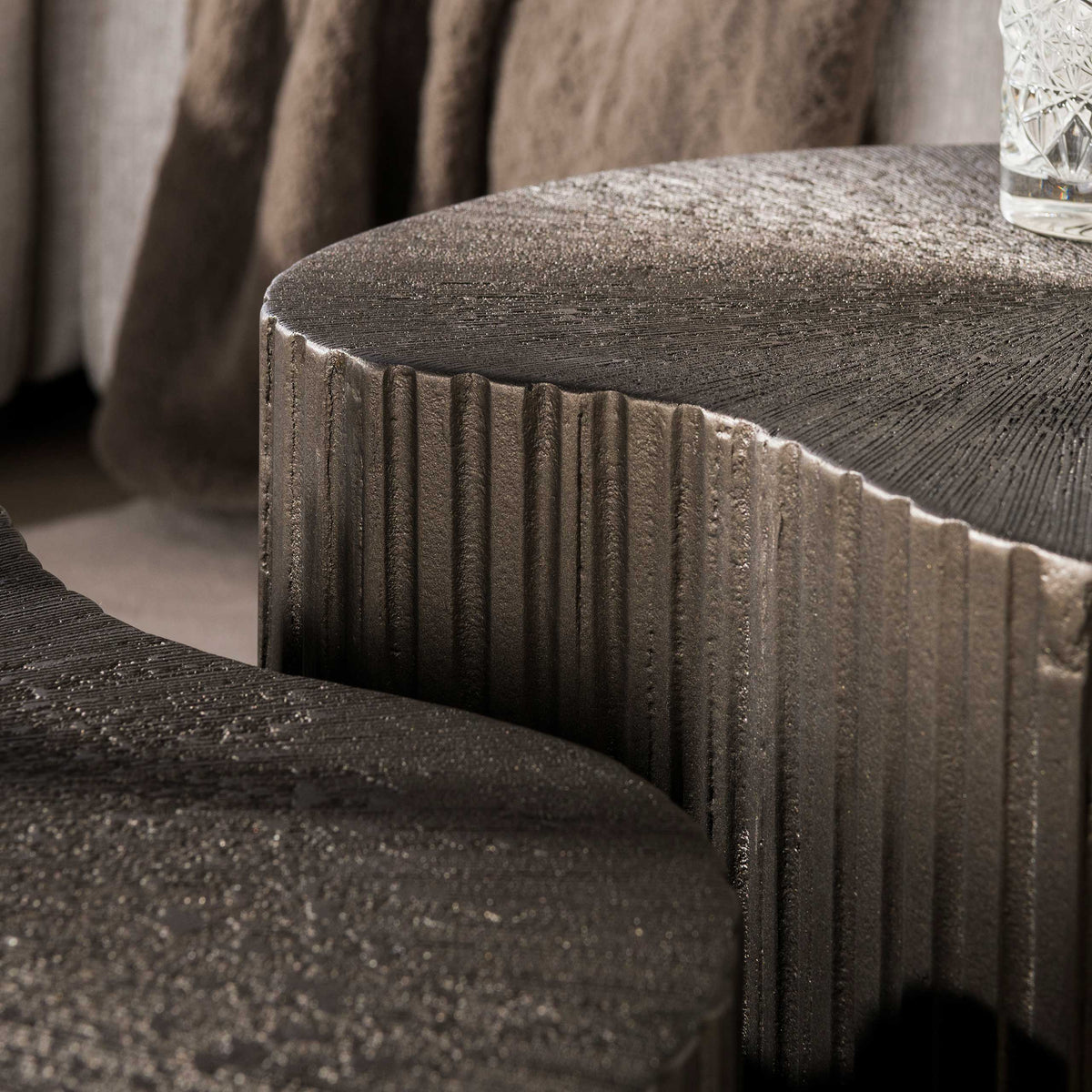 Salontafel Noiré - Japandi - Organisch - Liquid Metal - Set van 2