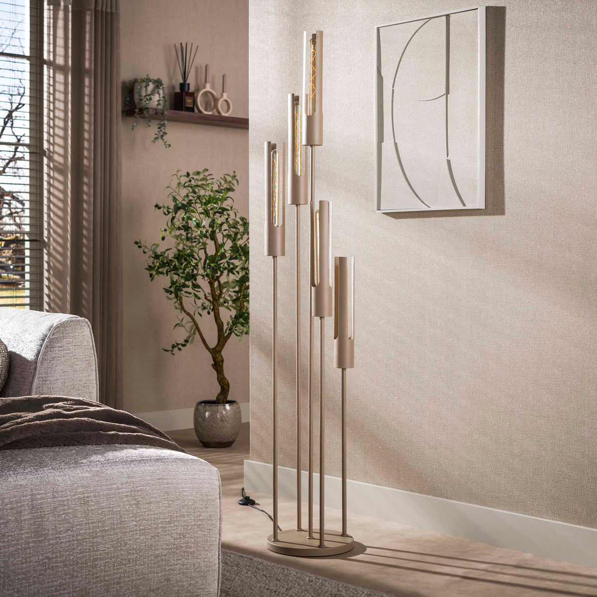 Vloerlamp Lumen - 5-lichts - Beige (Internet Retour)